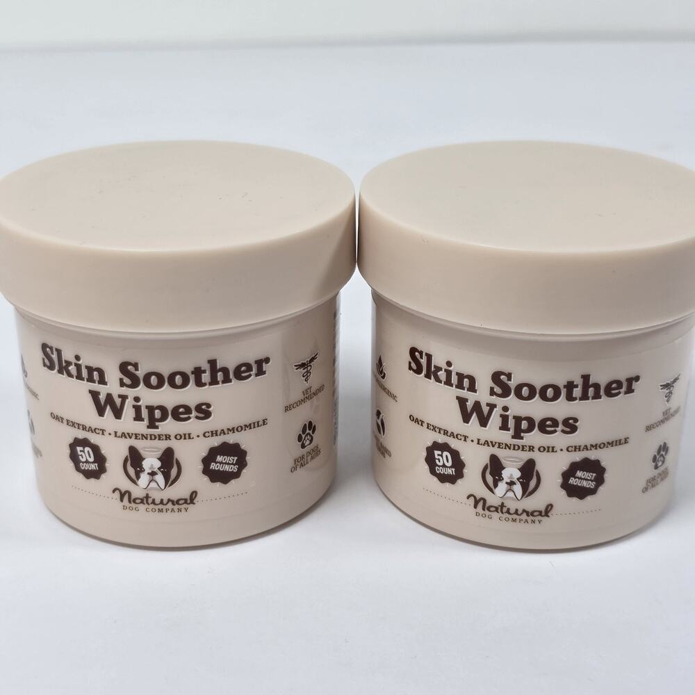 Natural Dog Company Skin Soother Wipes 50 Ct 2 Pack Oat Lavender Chamomile